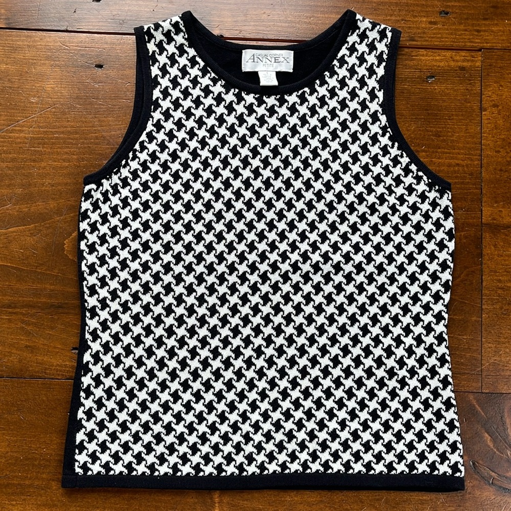 Casual Corner Annex Houndstooth Sleeveless Top Sz Petite S